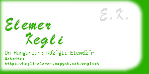 elemer kegli business card